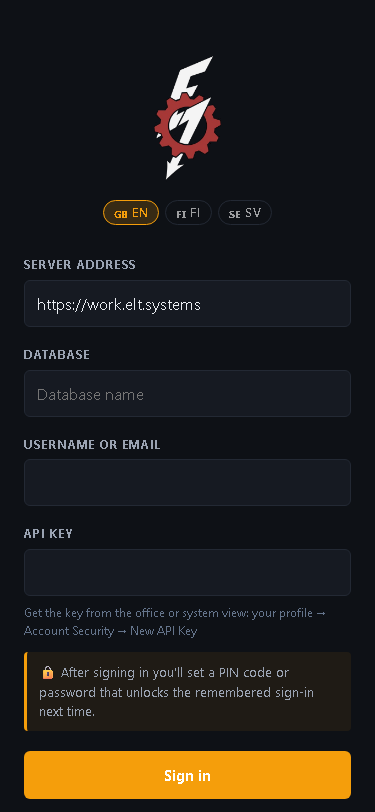 Login englanniksi
