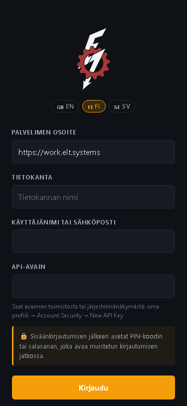 Kirjautumisnäkymä
