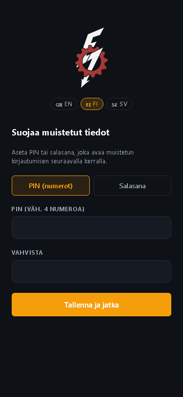PIN-asetus-näkymä