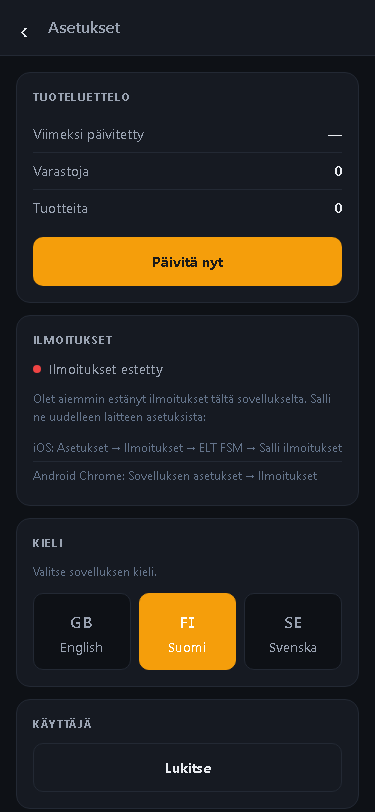 Asetukset-näkymä